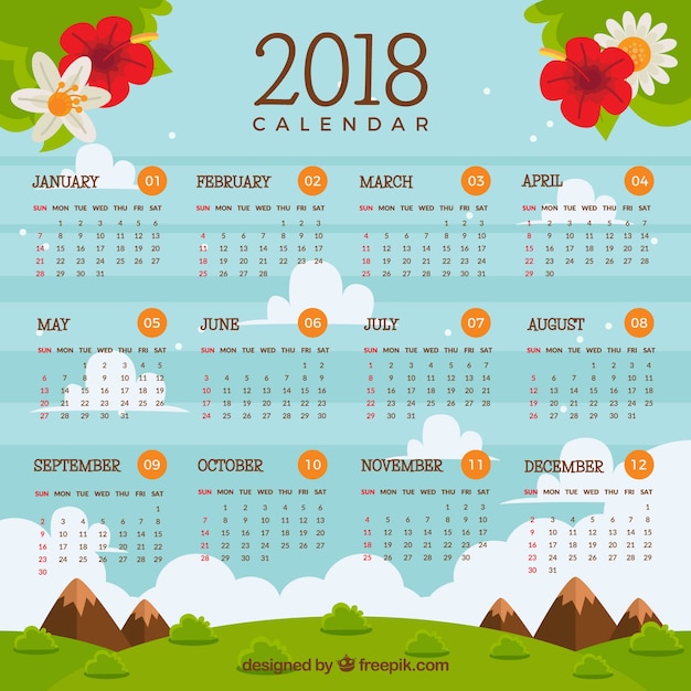 Miễn phí Vector mẫu lịch 2018