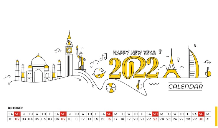 Miễn phí Vector mẫu lịch cho mẫu thiết kế kế hoạch công ty năm 2022.