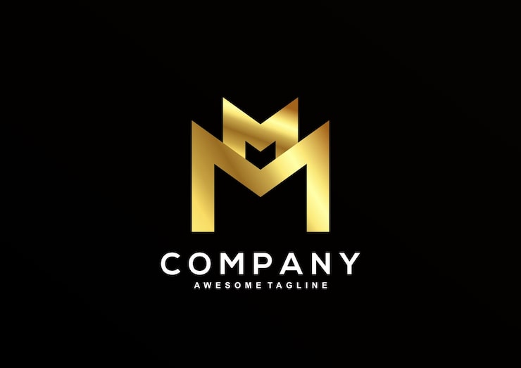 Miễn phí Vector mẫu logo chữ m và m sang trọng với màu vàng