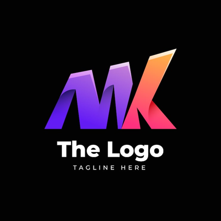 Miễn phí Vector mẫu logo gradient mk hoặc km