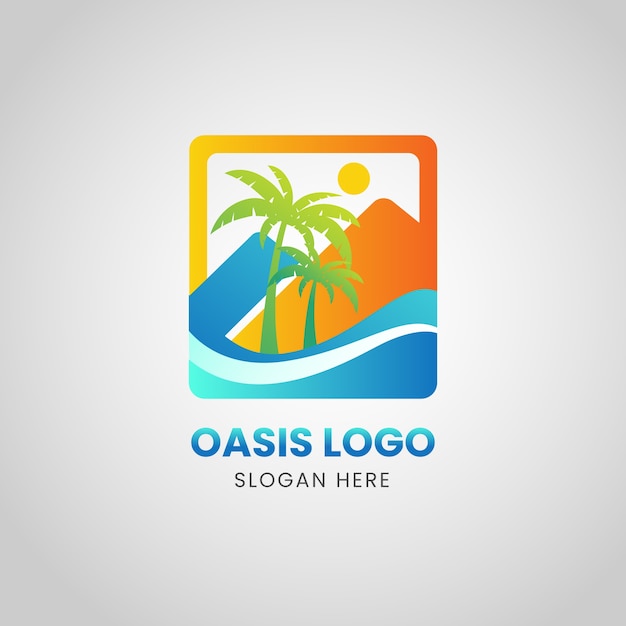 Miễn phí Vector mẫu logo gradient ốc đảo