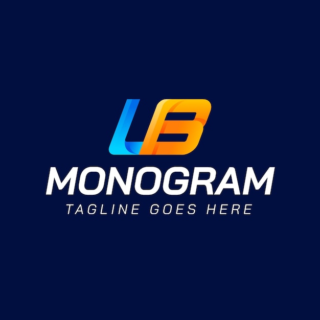 Miễn phí Vector mẫu logo monogram gradient