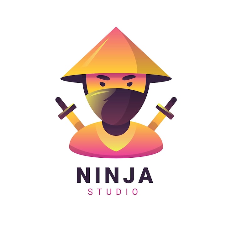 Miễn phí Vector mẫu logo ninja theo gradient
