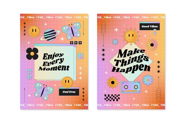 Miễn phí Vector mẫu poster gradient y2k