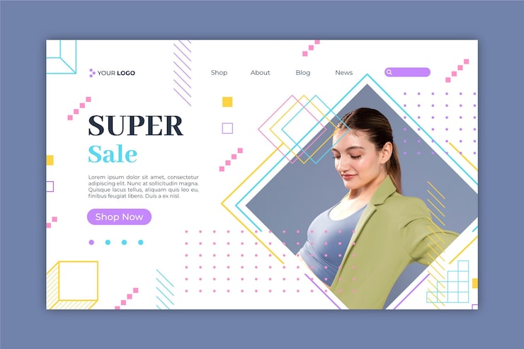 Miễn phí Vector mẫu trang đích giảm giá kiểu phẳng có hình chụp