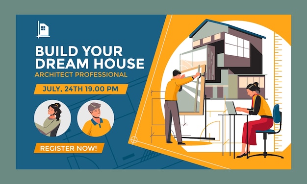 Miễn phí Vector mẫu webinar kiến trúc vẽ tay