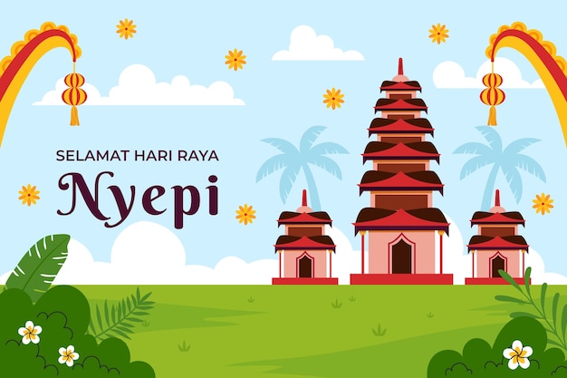 Miễn phí Vector nền nyepi thiết kế phẳng