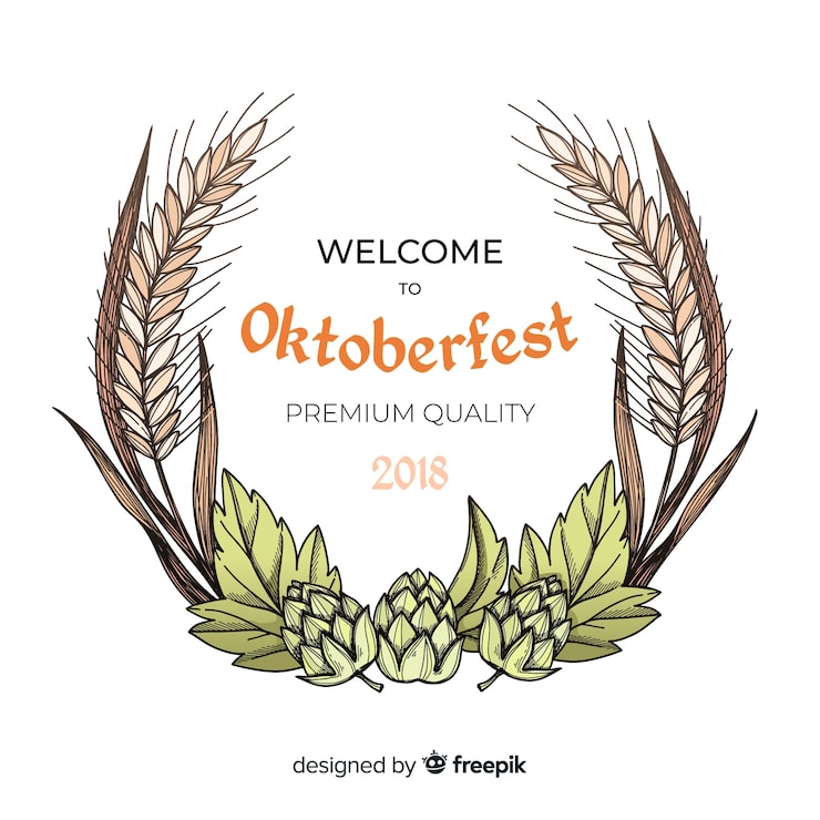 Miễn phí Vector nền oktoberfest với các thành phần vẽ tay