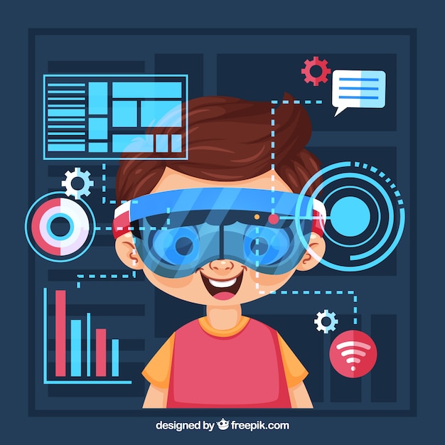 Miễn phí Vector nền thực tế tăng cường với thiết bị