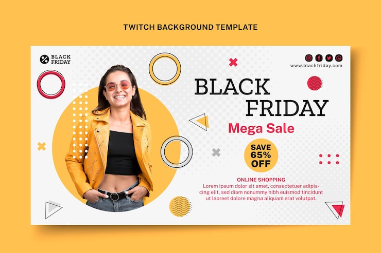 Miễn phí Vector nền twitch black friday phẳng