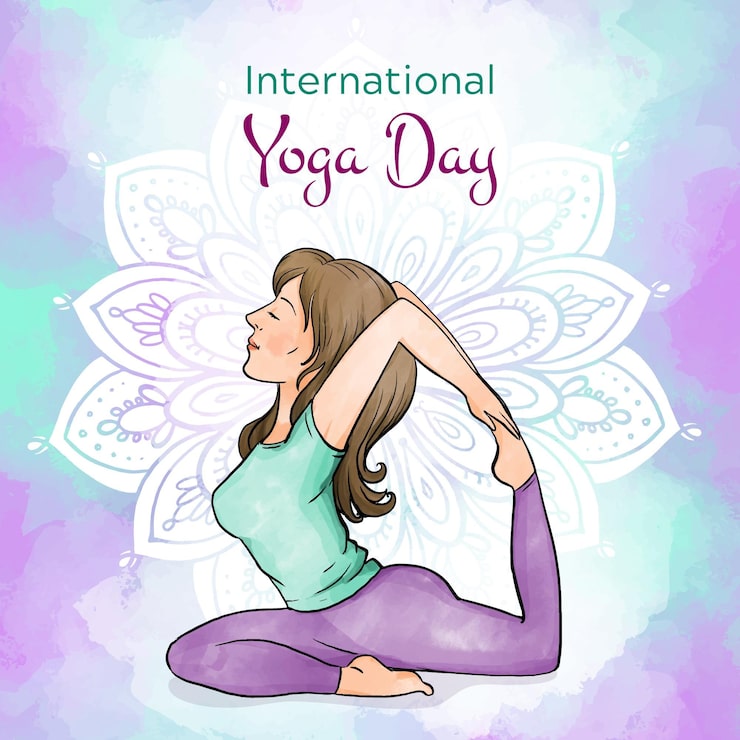 Miễn phí Vector ngày yoga quốc tế màu nước