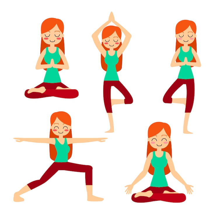 Miễn phí Vector người phụ nữ tập yoga ở tư thế cây. trong asana vrikshasana.