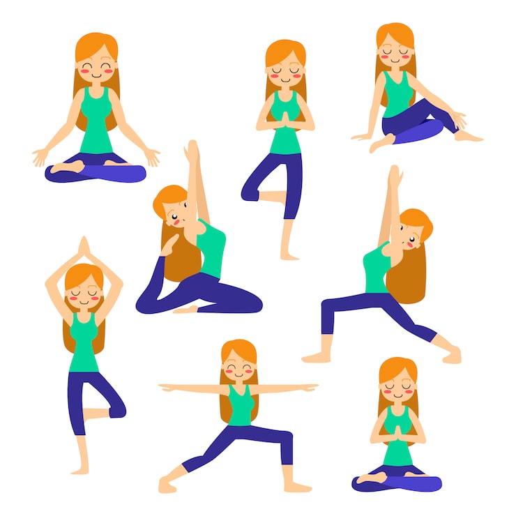 Miễn phí Vector người phụ nữ tập yoga ở tư thế cây. trong asana vrikshasana.