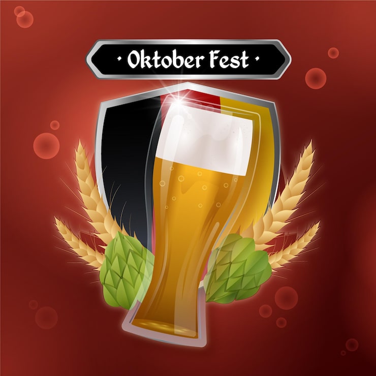 Miễn phí Vector oktoberfest chân thực với cốc bia