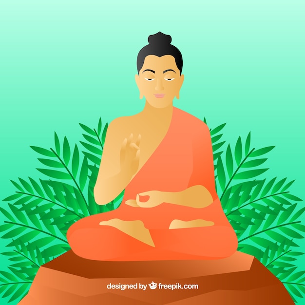 Miễn phí Vector phật mỉm cười với thiết kế phẳng