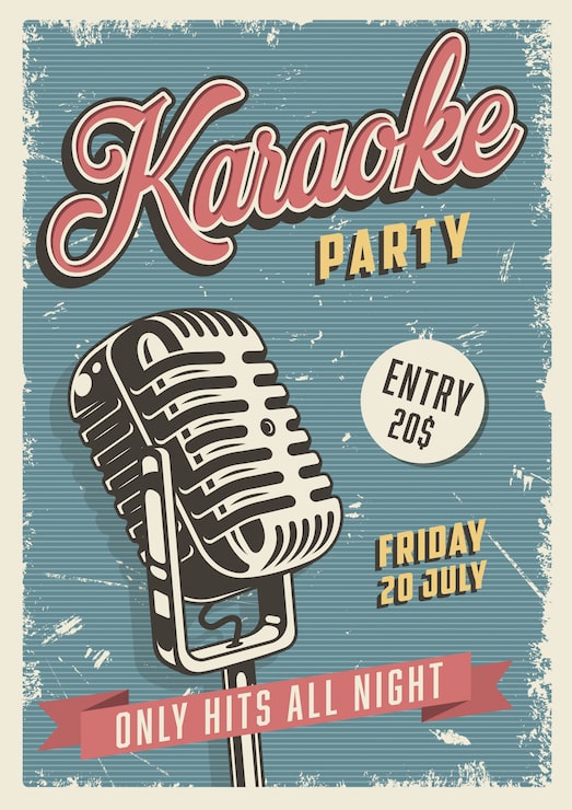 Miễn phí Vector poster cổ điển cho tiệc karaoke