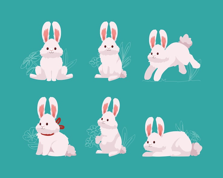 Miễn phí Vector sáu chú thỏ mùa xuân