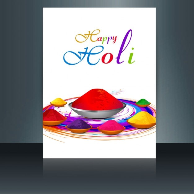 Miễn phí Vector thiệp chứa đựng các yếu tố holi đầy màu sắc