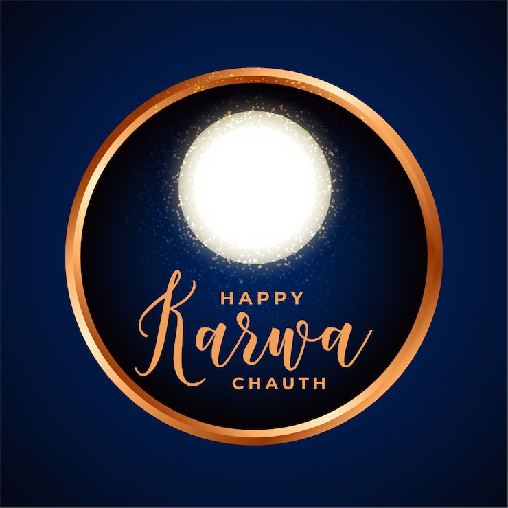 Miễn phí Vector thiệp chúc mừng karwa chauth với sàng và mặt trăng