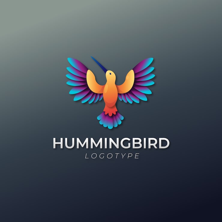 Miễn phí Vector thiết kế logo chim ruồi gradient