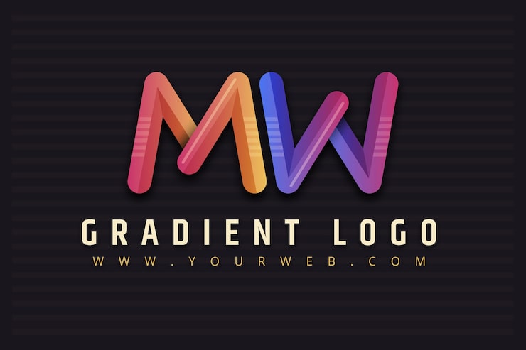 Miễn phí Vector thiết kế logo gradient mw
