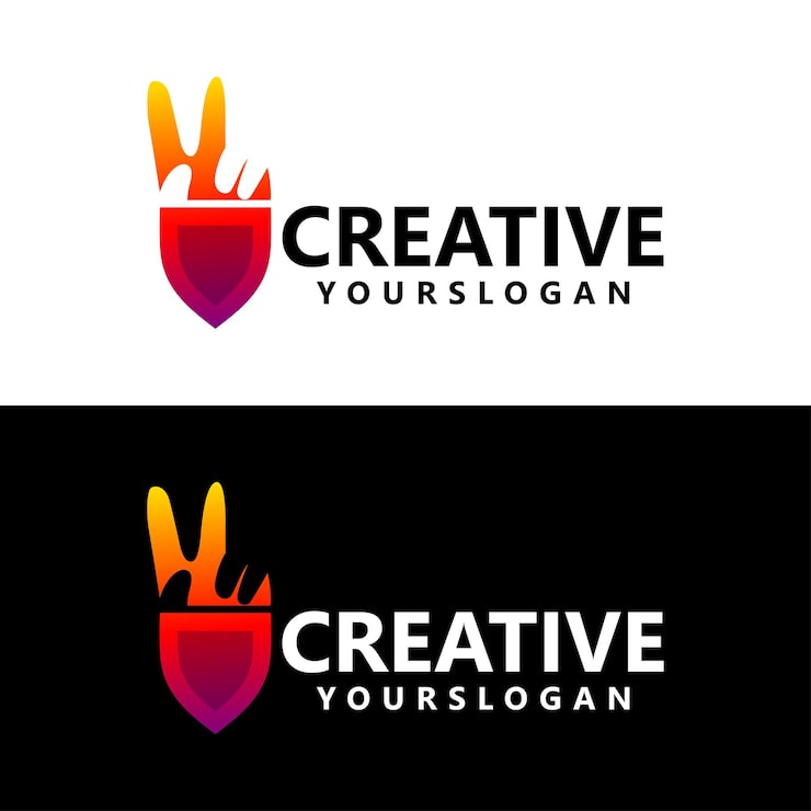 Miễn phí Vector thiết kế logo sáng tạo hình khiên tay đầy màu sắc