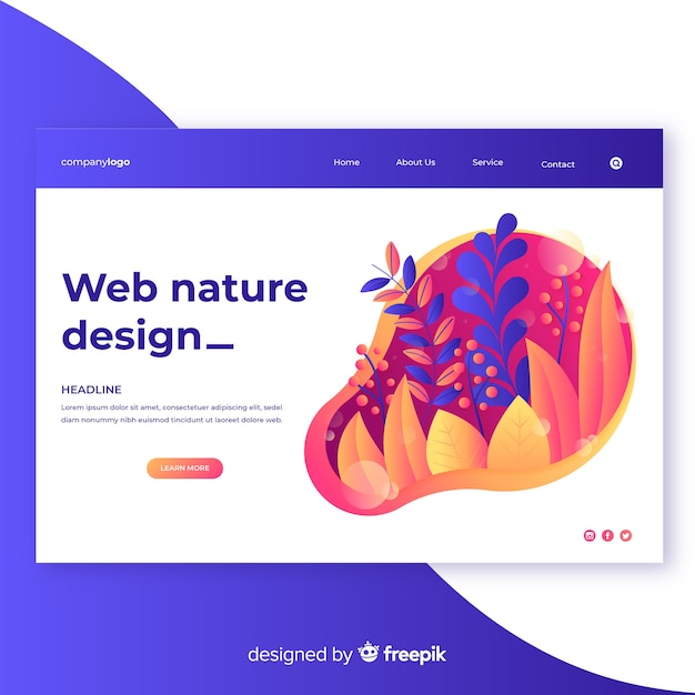 Miễn phí Vector thiết kế web gradient về chủ đề thiên nhiên