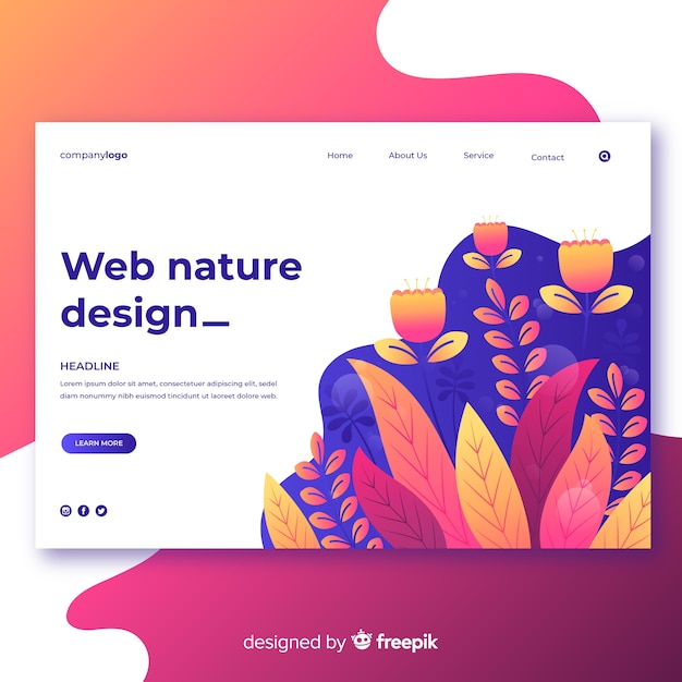 Miễn phí Vector thiết kế web gradient về chủ đề thiên nhiên