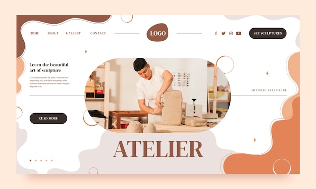 Miễn phí Vector trang đích atelier động tối giản