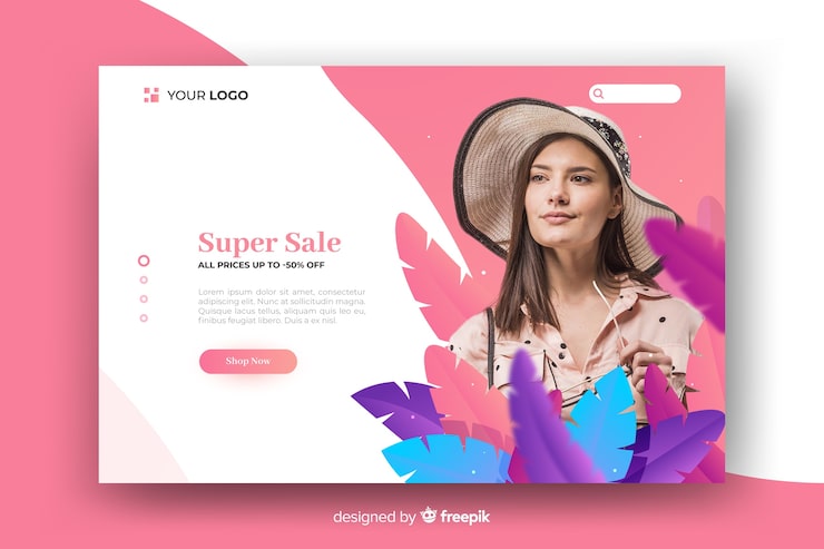 Miễn phí Vector trang đích bán hàng trừu tượng có ảnh
