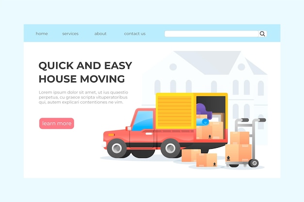 Miễn phí Vector trang đích dịch vụ chuyển nhà