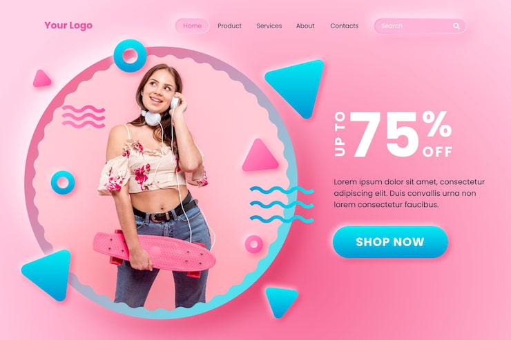 Miễn phí Vector trang đích khuyến mãi thời trang