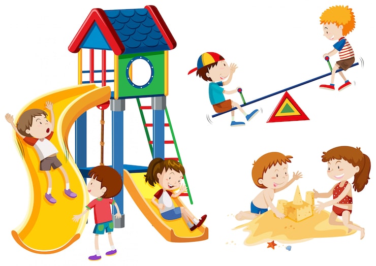 Miễn phí Vector trẻ em chơi ở sân chơi