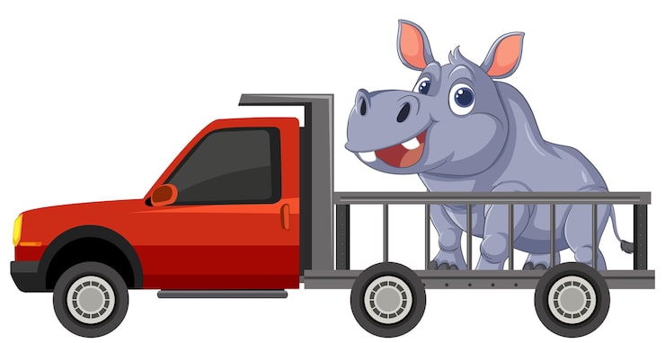 Miễn phí Vector vận chuyển hà mã trên xe bán tải đỏ