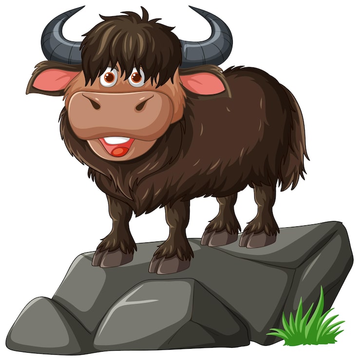 Miễn phí Vector yak vui vẻ trên mỏm đá