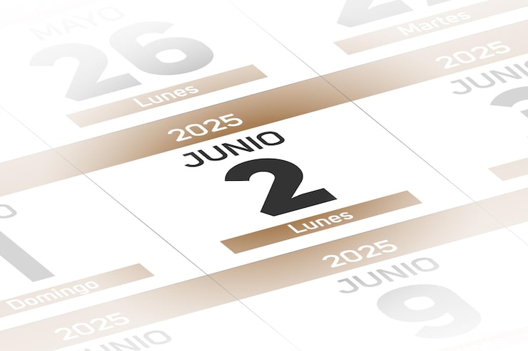 Vector 2 de junio de 2025 ano ilustracion del dia calendario español