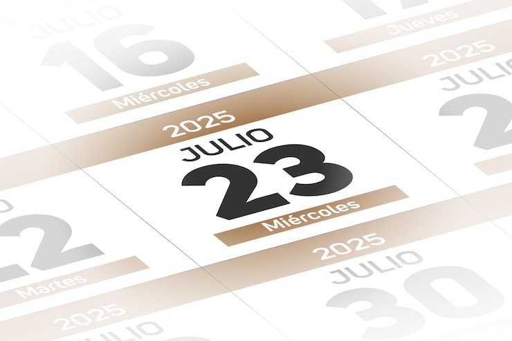 Vector 23 de julio de 2025 ano ilustracion del dia calendario español
