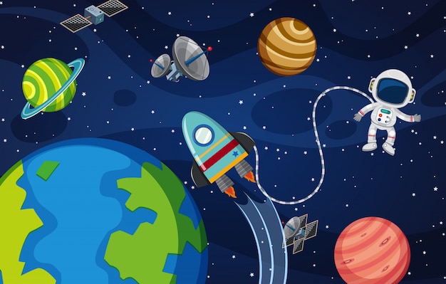 Vector astronauta en el espacio thr