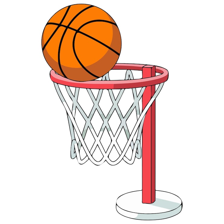Vector baloncesto girando en la red.
