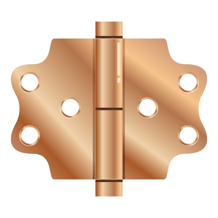 Vector bisagra de puerta de cobre brillante que conecta dos objetos juntos