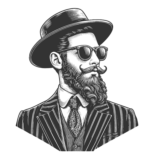 Vector un caballero hipster con barba y gafas de sol