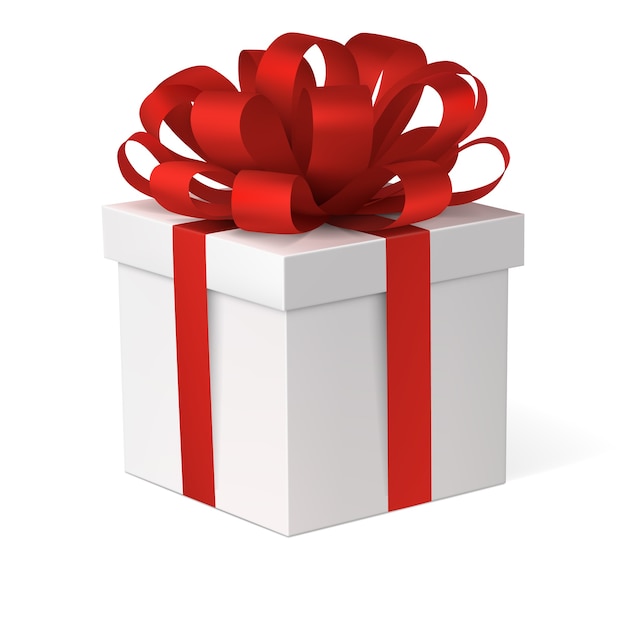 Vector caja de regalo con lazo rojo