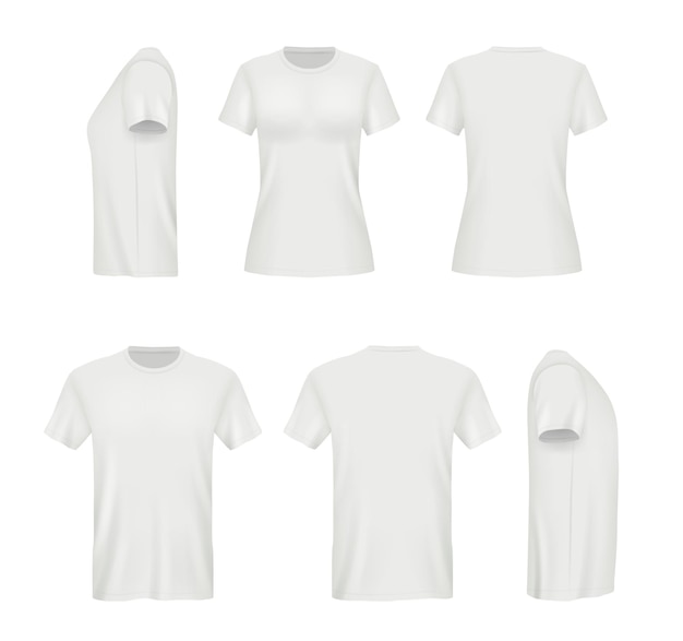 Vector camisetas blancas realistas.