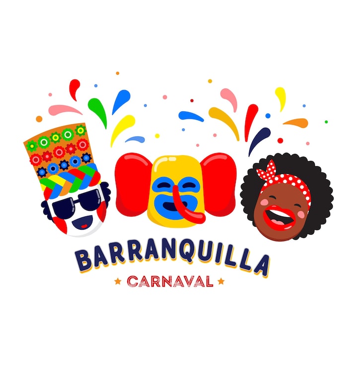 Vector carnaval de barranquilla, fiesta de carnaval colombiano.