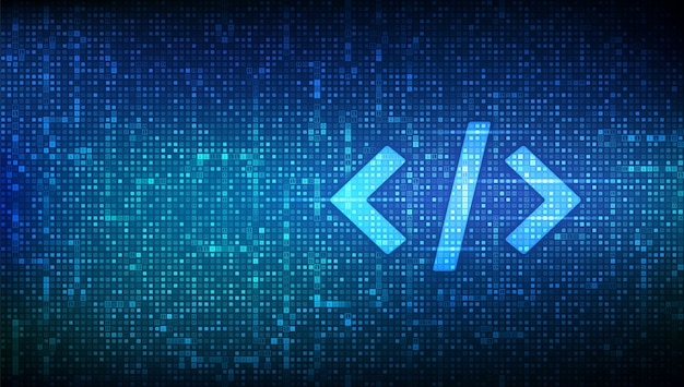 Vector código de programación fondo de codificación o hacker. icono de código de programación hecho con código binario.