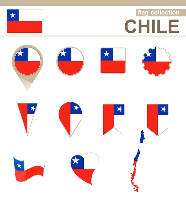 Vector colección bandera de chile, 12 versiones