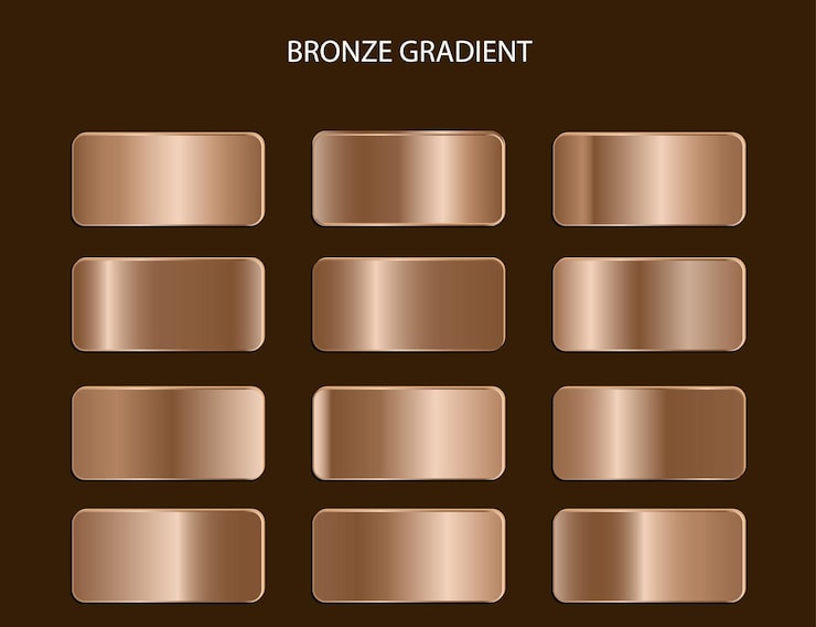 Vector colección de conjunto de degradado metálico de bronce brillante