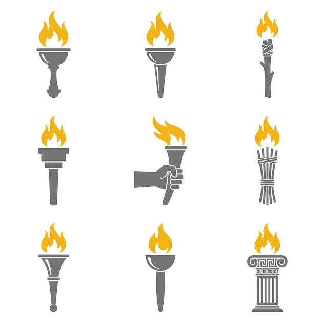 Vector colección de elementos de antorcha