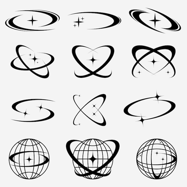 Vector una colección de elementos de diseño de estilo y2k con estética futurista y retro