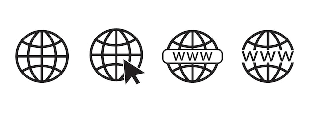 Vector colección de iconos de globo de internet y world wide web